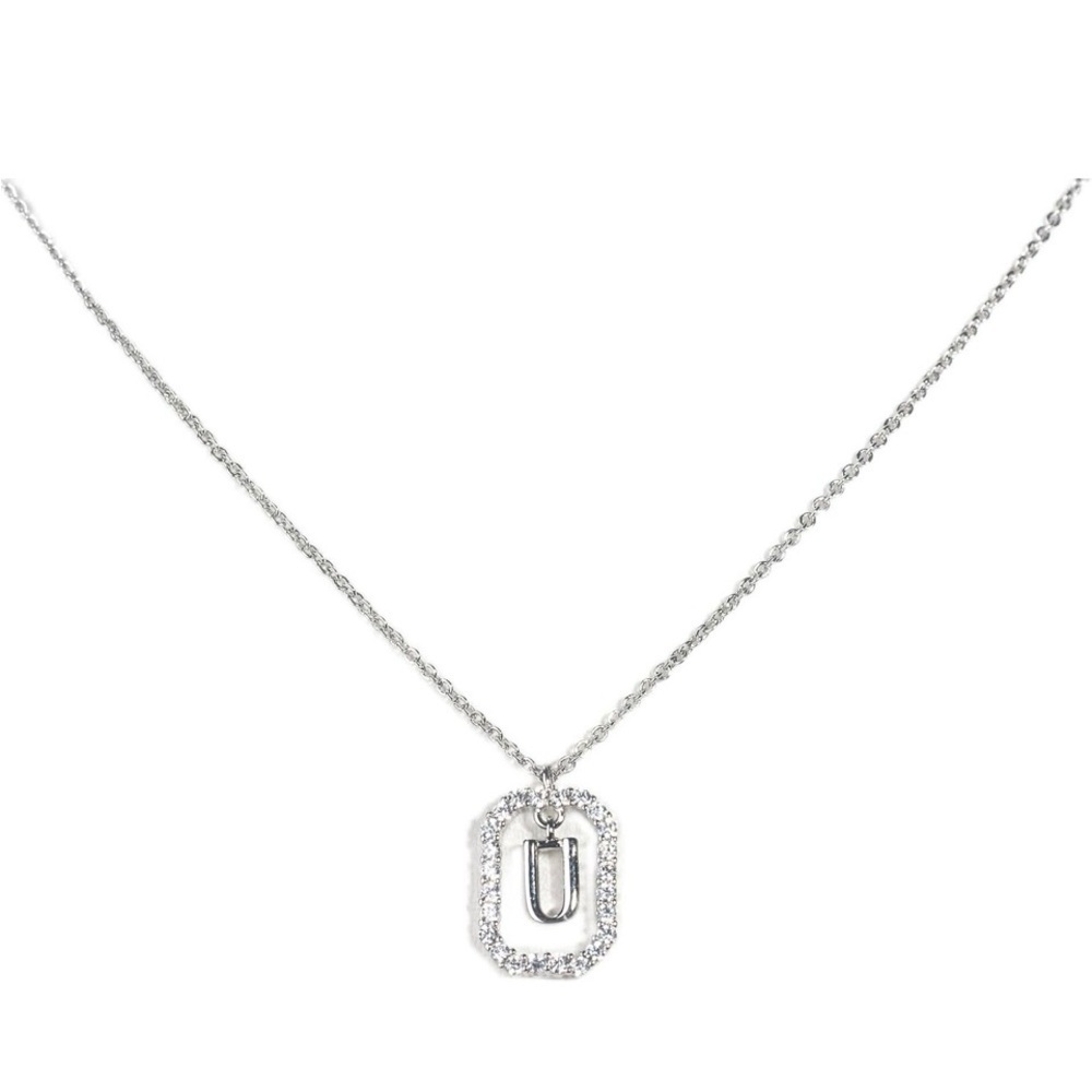 Elegant “U” Necklace with Crystal Accents - Picture 3 of 3